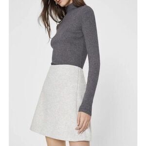 Club Monaco NWT Centie Plaid Mini Skirt Light Heather‎ Grey And White Size 12